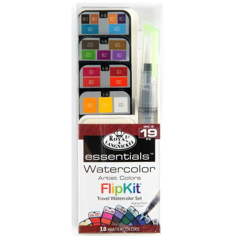 18-Watercolor Art Set Travel FlipKit with Aqua-Flo Brush