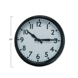 Metal Wall Clock, Black & White (Requires 1-AA Battery)
