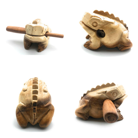 Natural Wooden Croaking Frog Drum - 4 inch