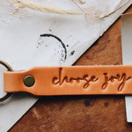Choose Joy Rectangle Leather Keychain