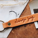 Choose Joy Rectangle Leather Keychain