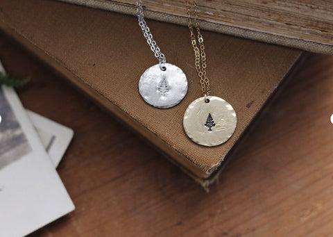 Dainty Stamped Tree Necklace