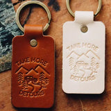 Take More Detours Double Sided Leather Keychain