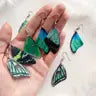 Emerald Green Luna Moth Butterfly Fairy Wings Earrings #1