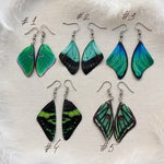 Emerald Green Luna Moth Butterfly Fairy Wings Earrings #1