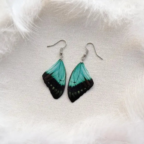 Emerald Green Fairy Butterfly Wings Earrings #2