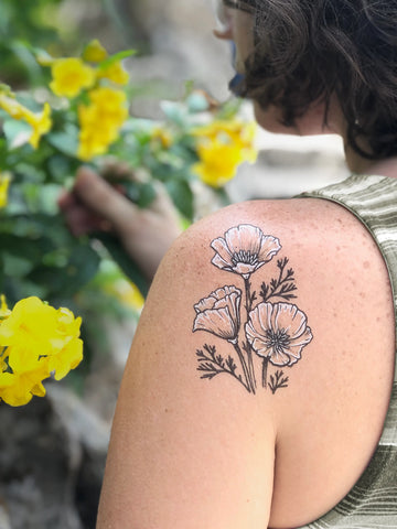 Golden Poppy Temporary Tattoo