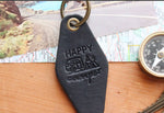 Happy Camper Leather Keychain