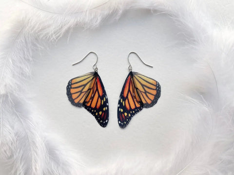 Mega Size Monarch Butterfly Wings Earrings