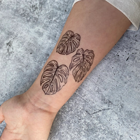 monstera leaf tattoo Monstera Leaves Temporary Tattoo – nature+nurture