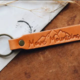 Move Mountains Leather Keychain