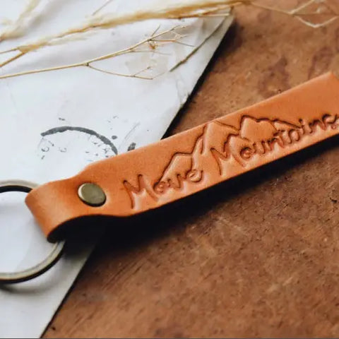 Move Mountains Leather Keychain