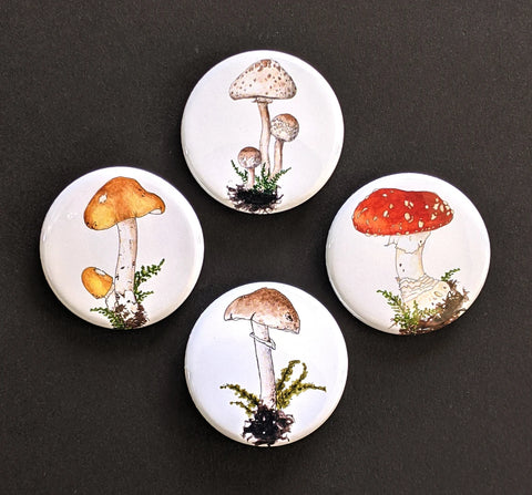 Mushroom Pinback Buttons (Twig & Moth)