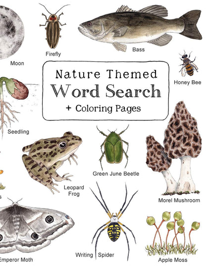 Nature Themed Word Search with 64 Puzzles and Bonus Coloring Pages for Kids