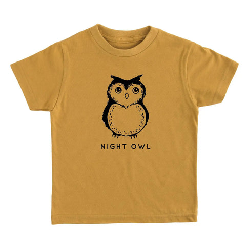 Night Owl Organic Kids Shirt - Mustard