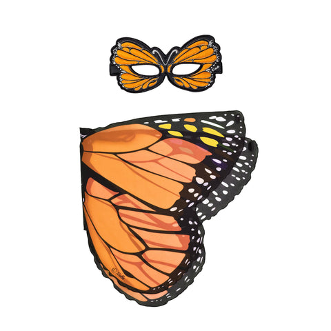 Orange Monarch Butterfly Wings + Mask