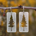Pine Tree Silhouette Earrings - Silver