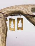 Pine Tree Silhouette Earrings - Silver