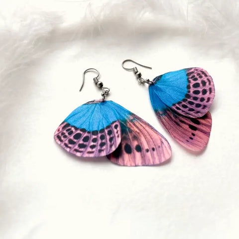 Pink Leopard Butterfly Wings Earrings