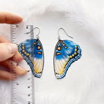 Sustainable Handmade Blue Silk Butterfly Wings Earrings