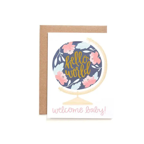 Hello World, Welcome Baby! New Baby Greeting Card