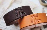 Wild & Free Stamped Leather Cuff Bracelet