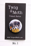 Bees with Flowers Pinback Buttons  (Twig & Moth)