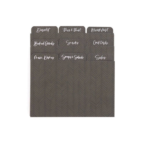 Dark Herringbone Recipe Divider Tabs (Set Of 9)