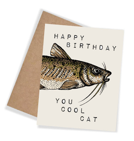 Happy Birthday You Cool Cat Fishing Card