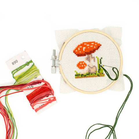 Mushroom Cross-Stitch Embroidery Kit