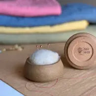 Handmade Pin Cushion - Hazelnut Ceramic Vessel & Local Wool